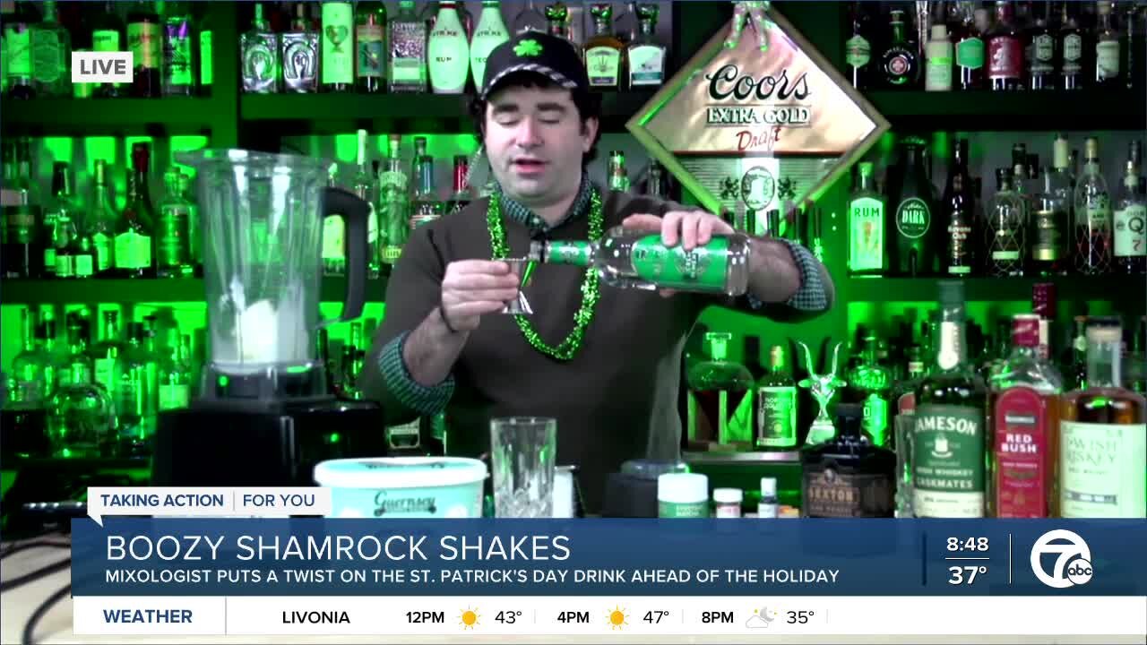 Making Boozy shamrock shakes for St. Patrick's Day