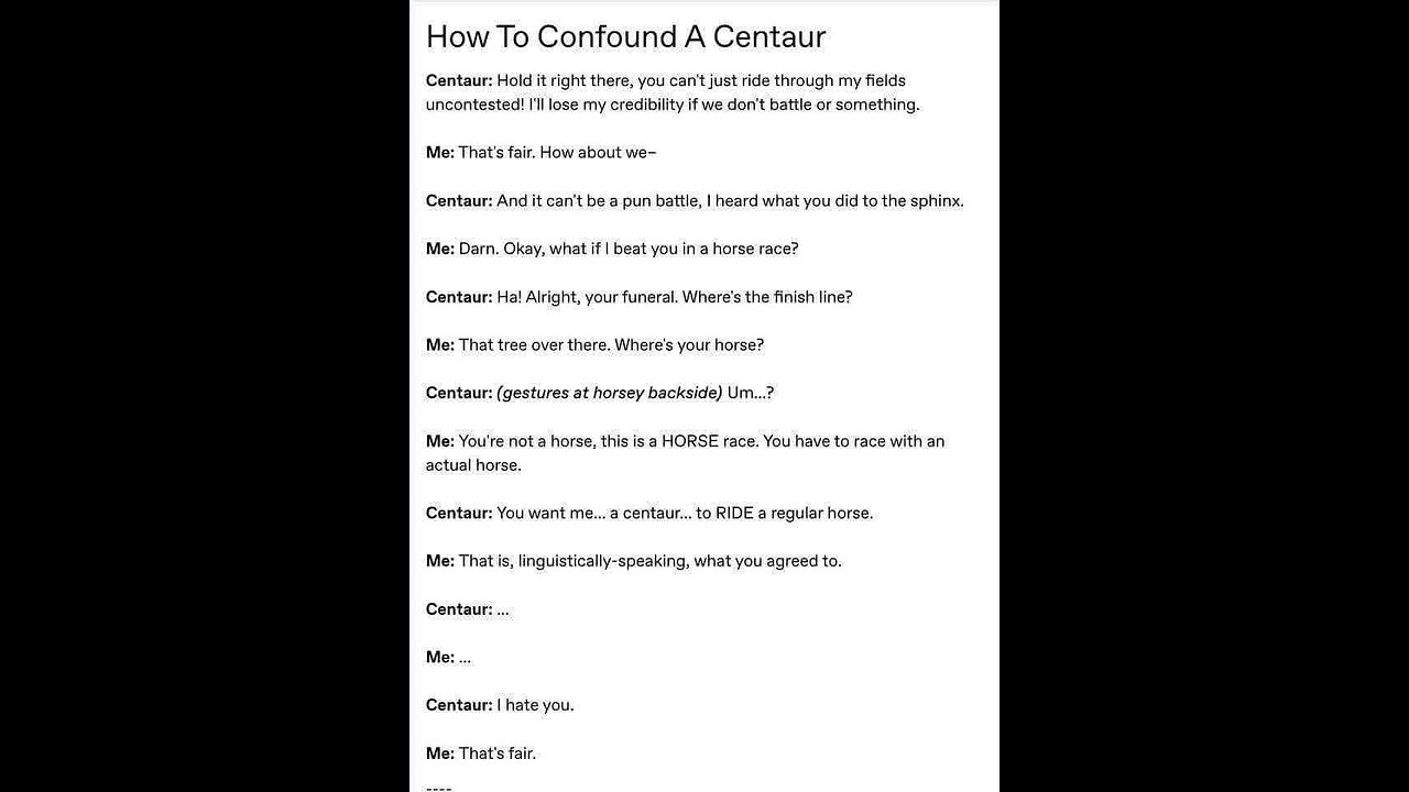Bamboozled Centaur #silly #funny #memes #magicalcreatures #fantasy #tricks