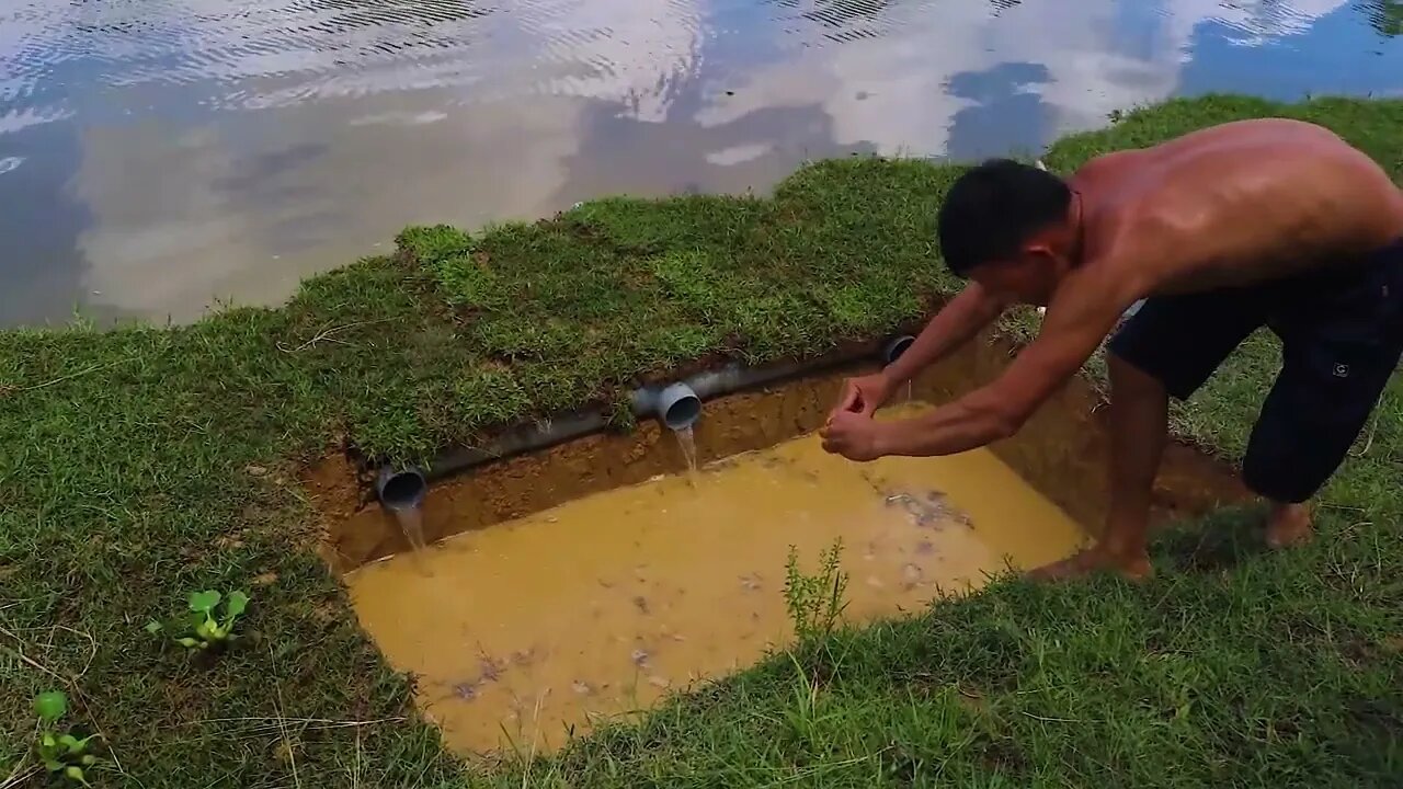 Making Trap To Catch Catfish In The Secret Hole With PVC Pipe & Chicken Eggs16 20