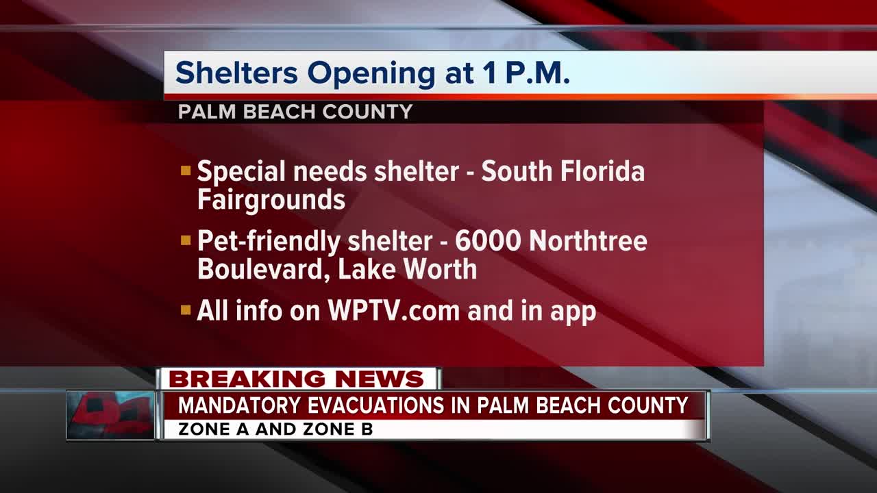 Palm Beach County ordering mandatory evacuations, opening shelters