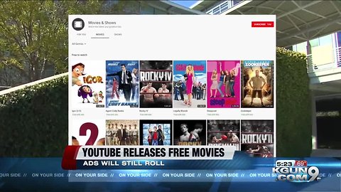 YouTube Movie page expands free to watch section