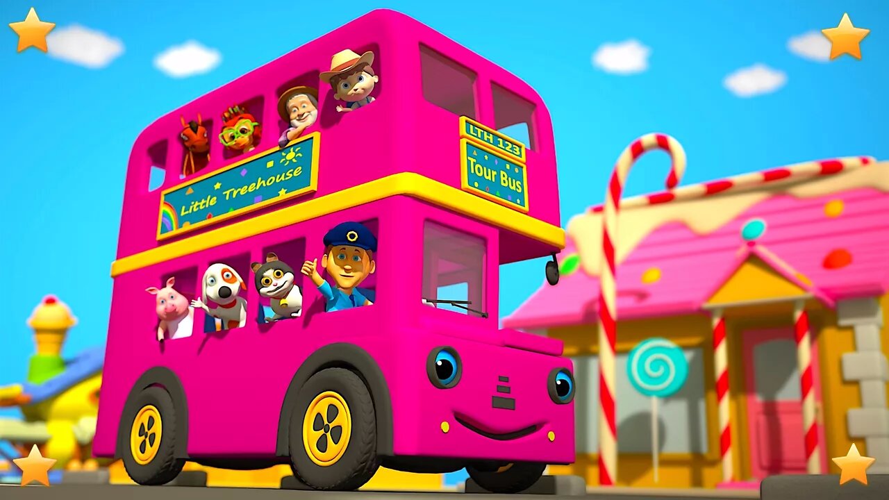 Pink Wheels On The Bus | Kindergarten Nursery Rhymes & Songs for Kids