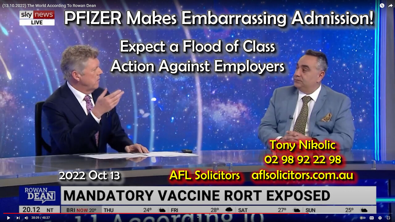 2022 OCT 13 PFIZER Makes Embarrassing Admission expect a flood of class action against employers