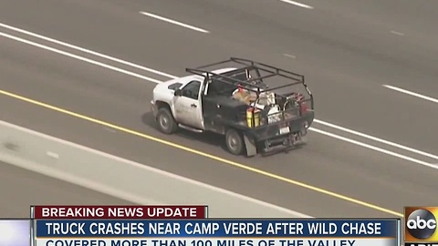 Pursuit suspect crashes up north after chase that started in Gilbert