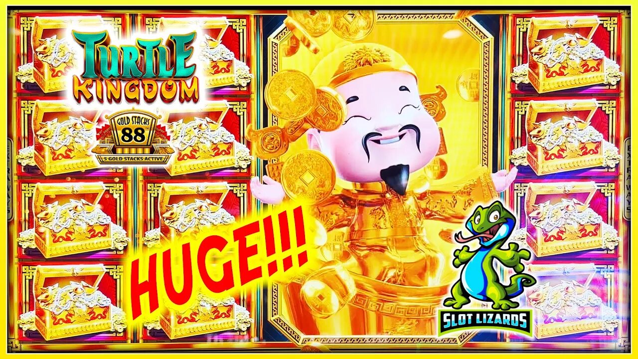 BIG WIN! FULL SCREEN HUGE BONUS! Turtle Kingdom Gold Stacks 88 Slot
