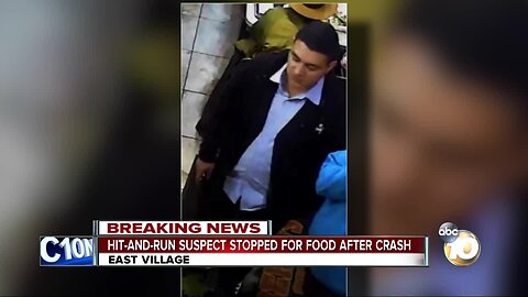 Hit-and-run suspect stopped for food after crash