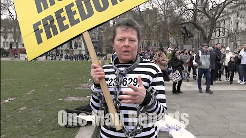 Dressed up as prisoner outside Parliament