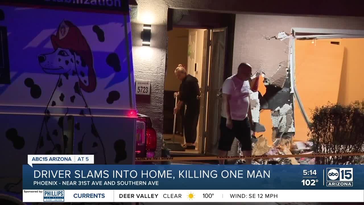 Driver slams into home, killing one man near 31st and Southern avenues