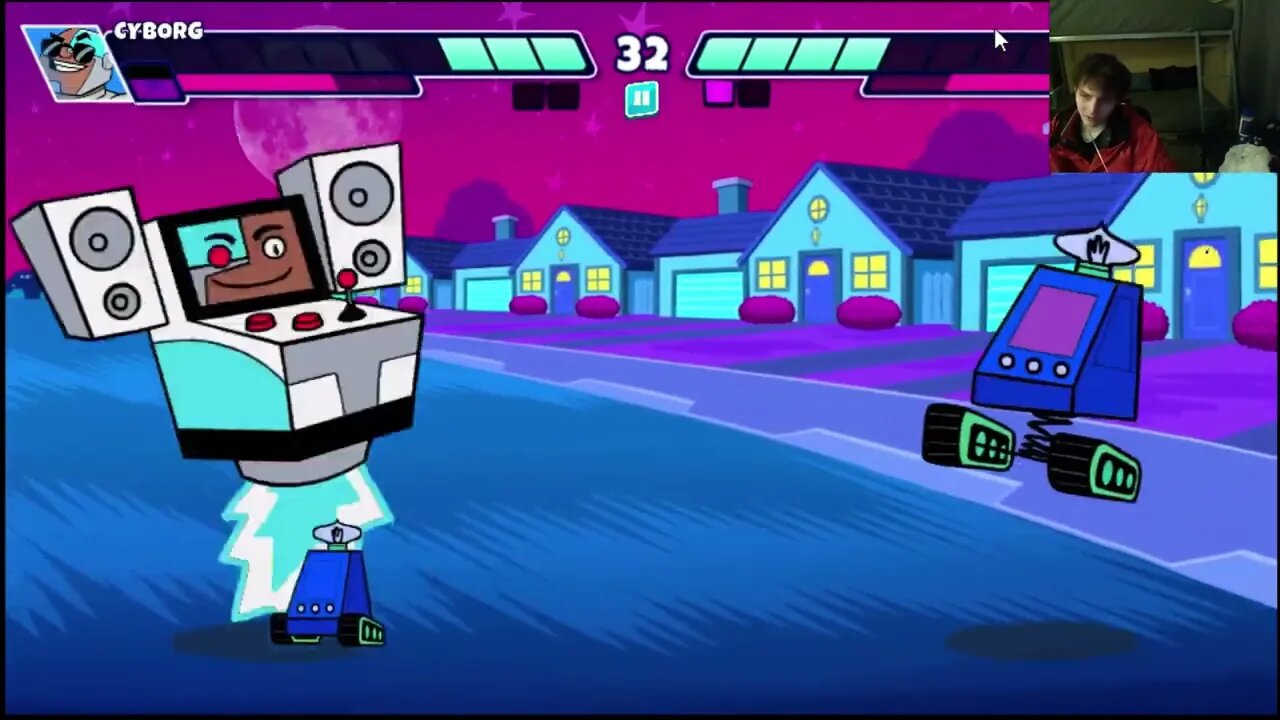 Cyborg VS Pain Bot In A Cartoon Network Teen Titans Go! Jump Jousts 2 Battle With Live Commentary