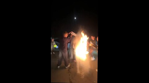 dude pours powder as joke onto bday boy and sets him on fire