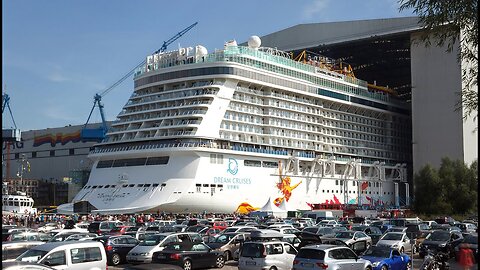 Big ship launch Float out of cruise ship Genting Dream 雲頂夢號 at Meyer Werft shipyard