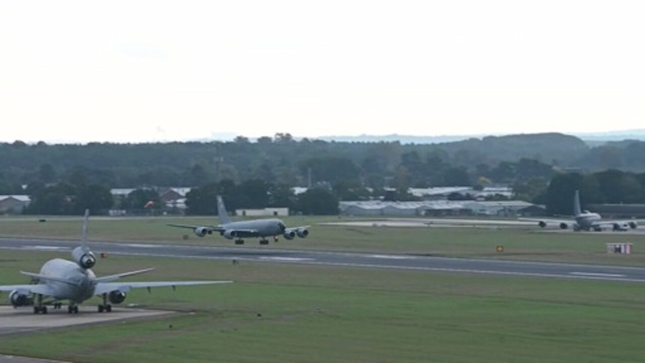 100th ARW KC-135 aircraft touch-and-go