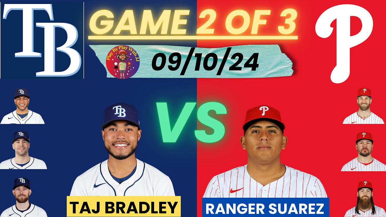 Philadelphia Phillies vs. Tampa Bay Rays LIVE PLAY-BY-PLAY + NL EAST WATCH PARTY (9-10-24)