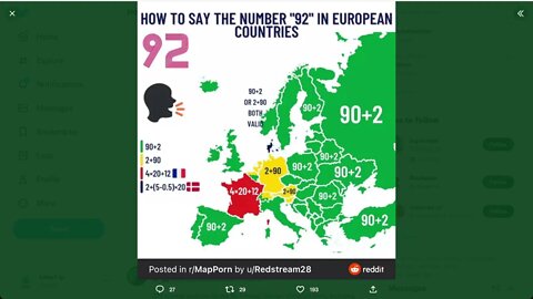 在歐洲國家怎麼說數字92