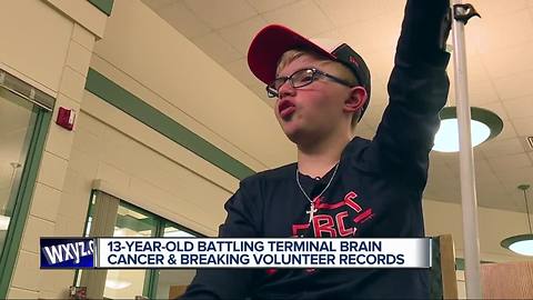 L'Anse Creuse Middle School East student sets volunteer record despite brain cancer