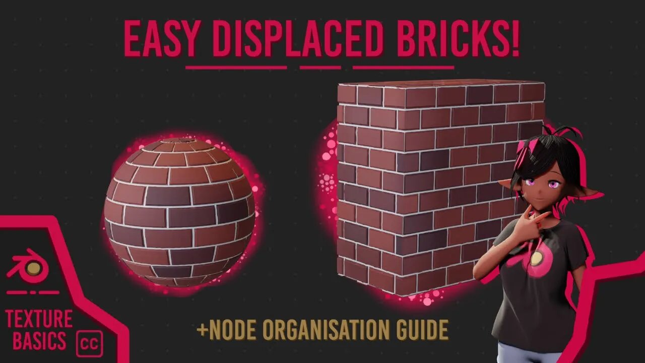 SIMPLE DISPLACED BRICKS!! + Node Organisation - Blender Texture Basics