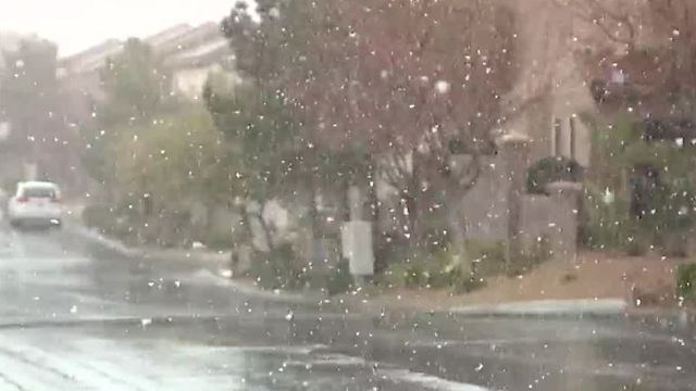 Snow seen across Las Vegas valley