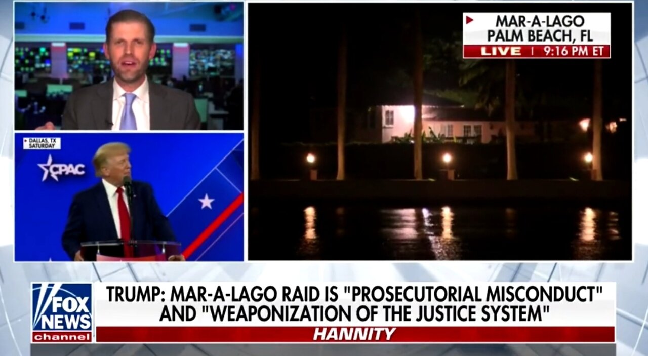 Eric Trump Speaks Out On The FBI's Raid Of Mar-A-Lago