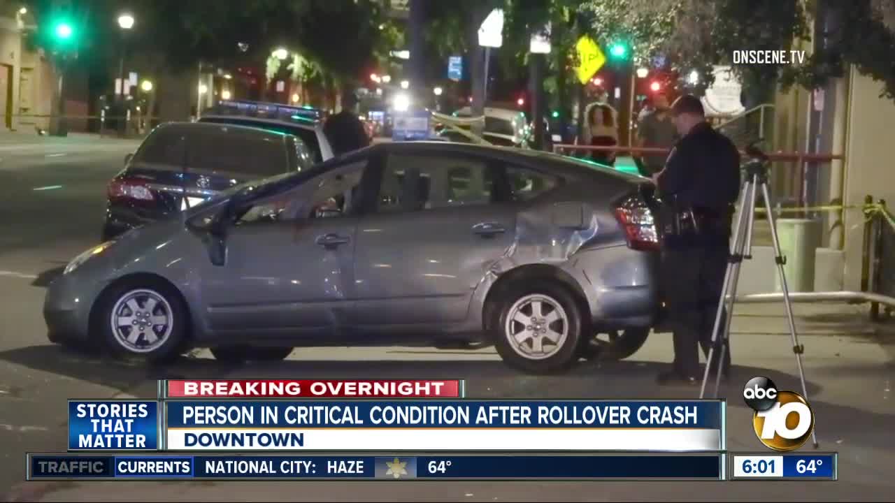 Person in critical condition after downtown San Diego crash