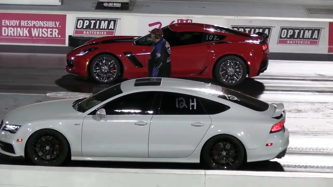 Hellcat vs Z06 Corvette - drag racing-14