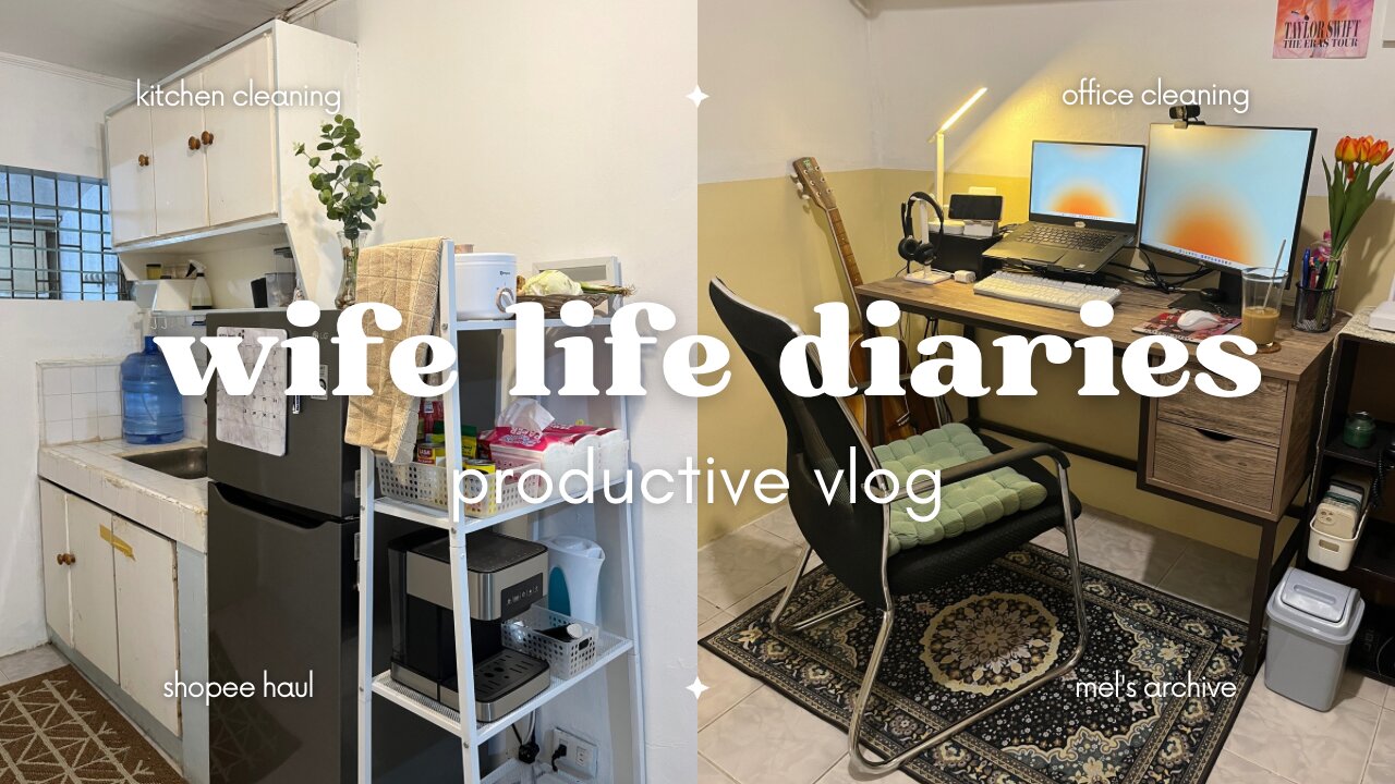wife life diaries — kitchen & office cleaning 🫧 + shopee haul 🛍️