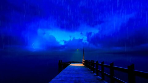 Rain & Thunder with ocean waves Sounds | White Noise for Relaxation, Sleep or Studying | 1 Hour