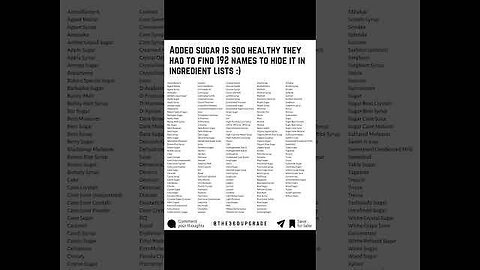 Added sugar is so healthy they had to find 192 names to hide it in the ingredient list :)