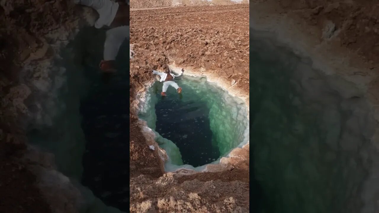 Swimming in the salt pools of the Siwa Oasis in Egypt 😎