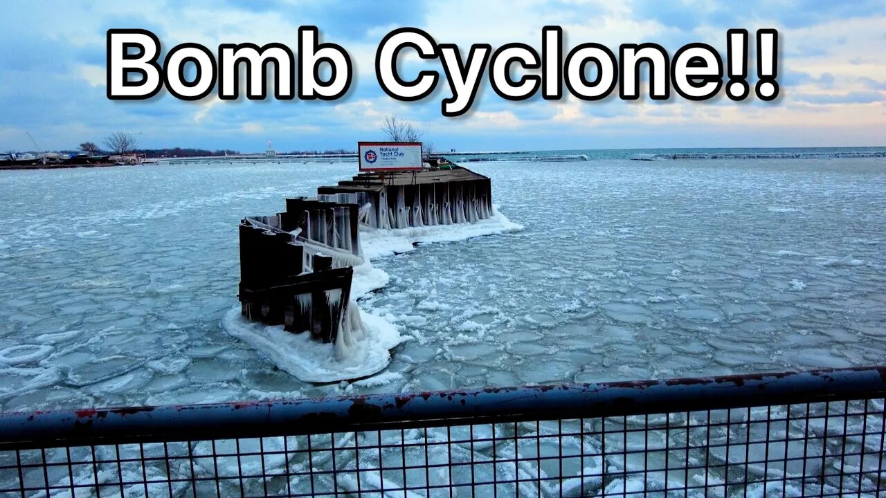 Bomb cyclone - Frozen Lake Ontario after winter storm - Toronto, Canada