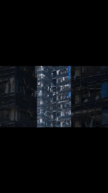 Building damaged by Russian Drone attack in Kyiv.