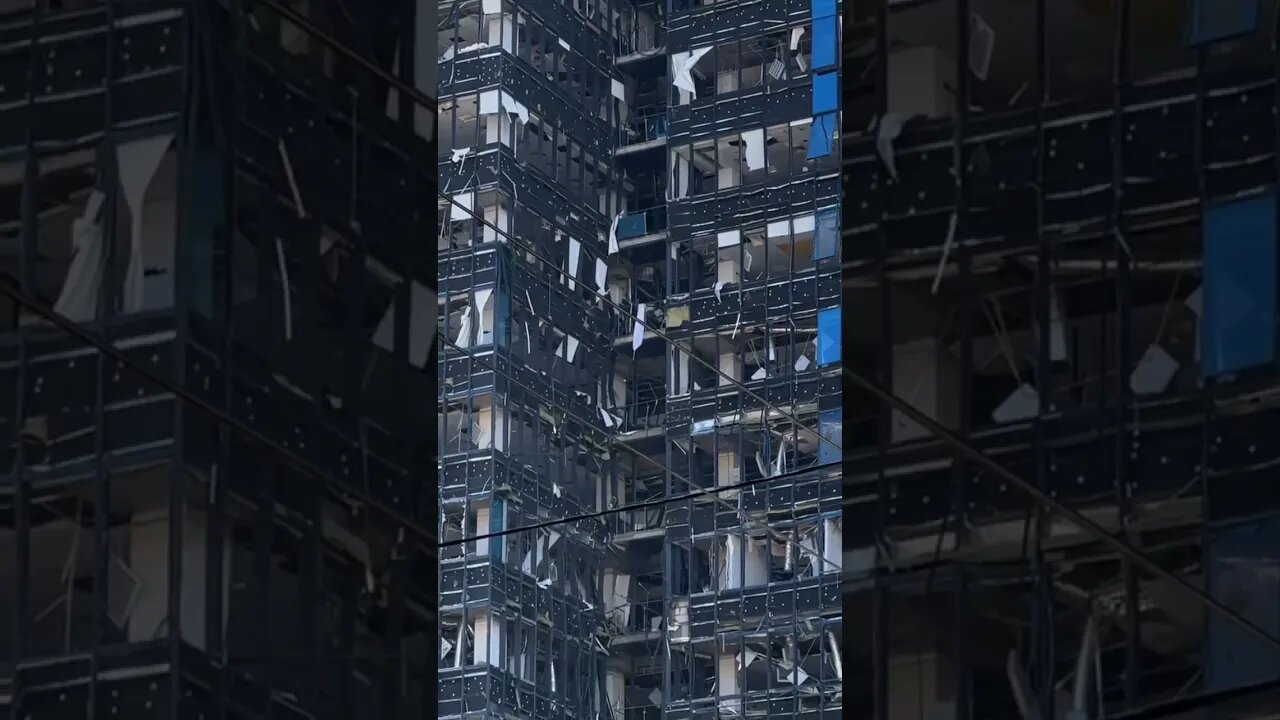 Building damaged by Russian Drone attack in Kyiv.