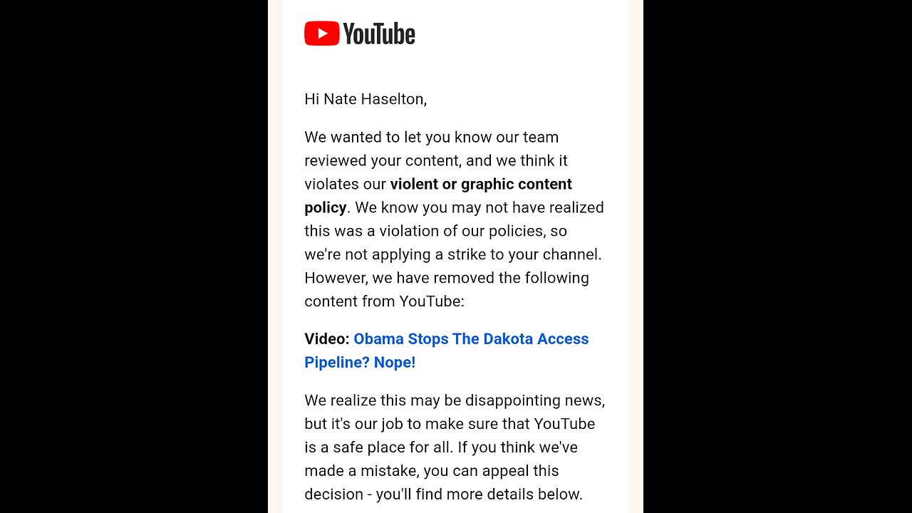 Removed From Youtube Obama Stops the DAPL? Nope!