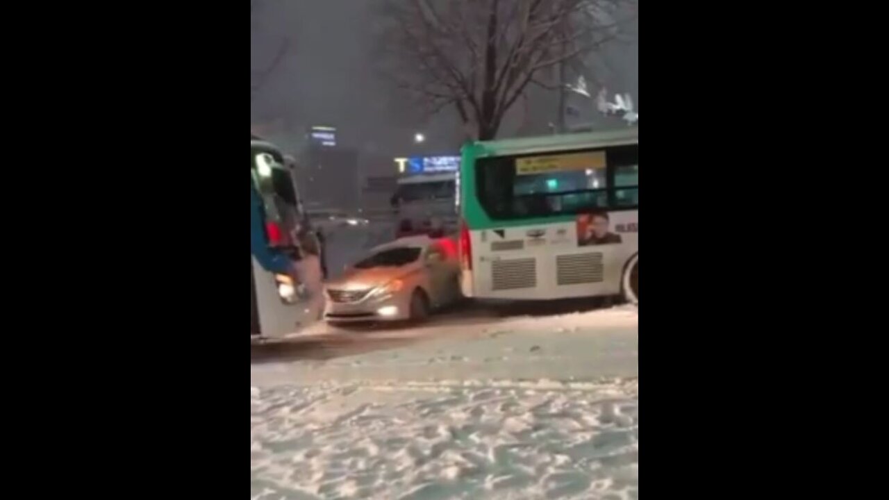 Accident in frozen road