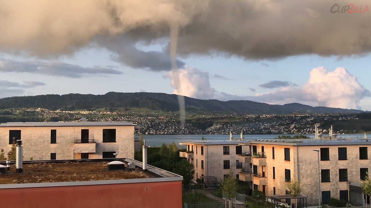 Beautiful Waterspout Filmed On Swiss Lake