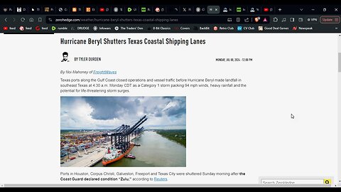 Hurricane Berryl Takes Out Texas Coast Port Lines