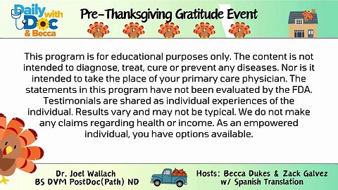 Gratitude for a Healthier World: Celebrating Dr. Joel Wallach DWD 11/23/24