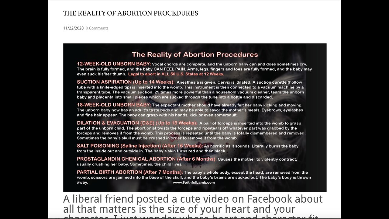 ONE MINUTE for GOD. Hard TRUTH: The REALITY of ABORTION Procedures!