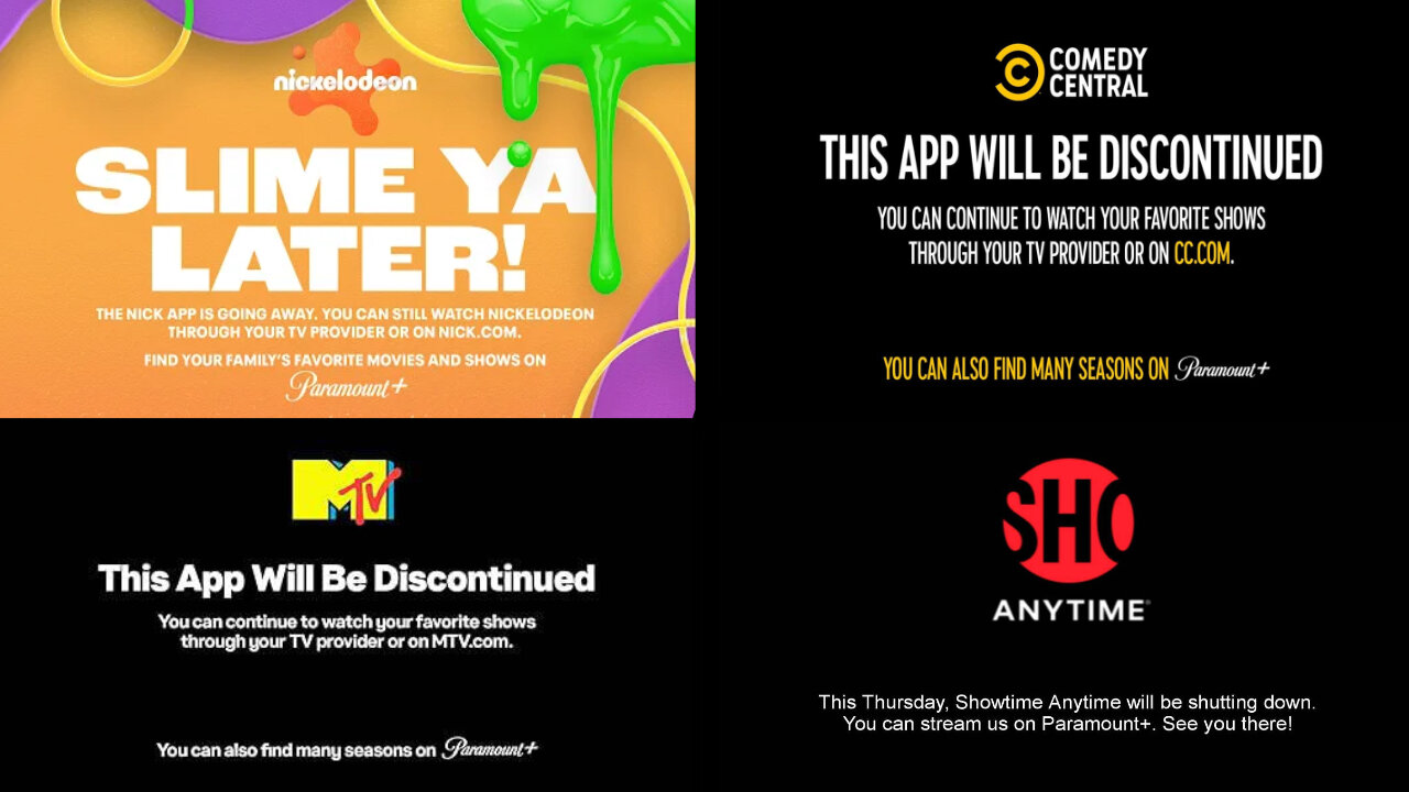 Nickelodeon,MTV and other Paramount Apps are Shutting Down