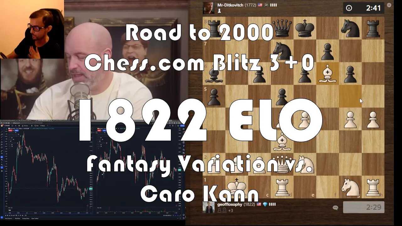 Road to 2000 #95 - 1822 ELO - Chess.com Blitz 3+0 - Fantasy Variation vs. Caro Kann