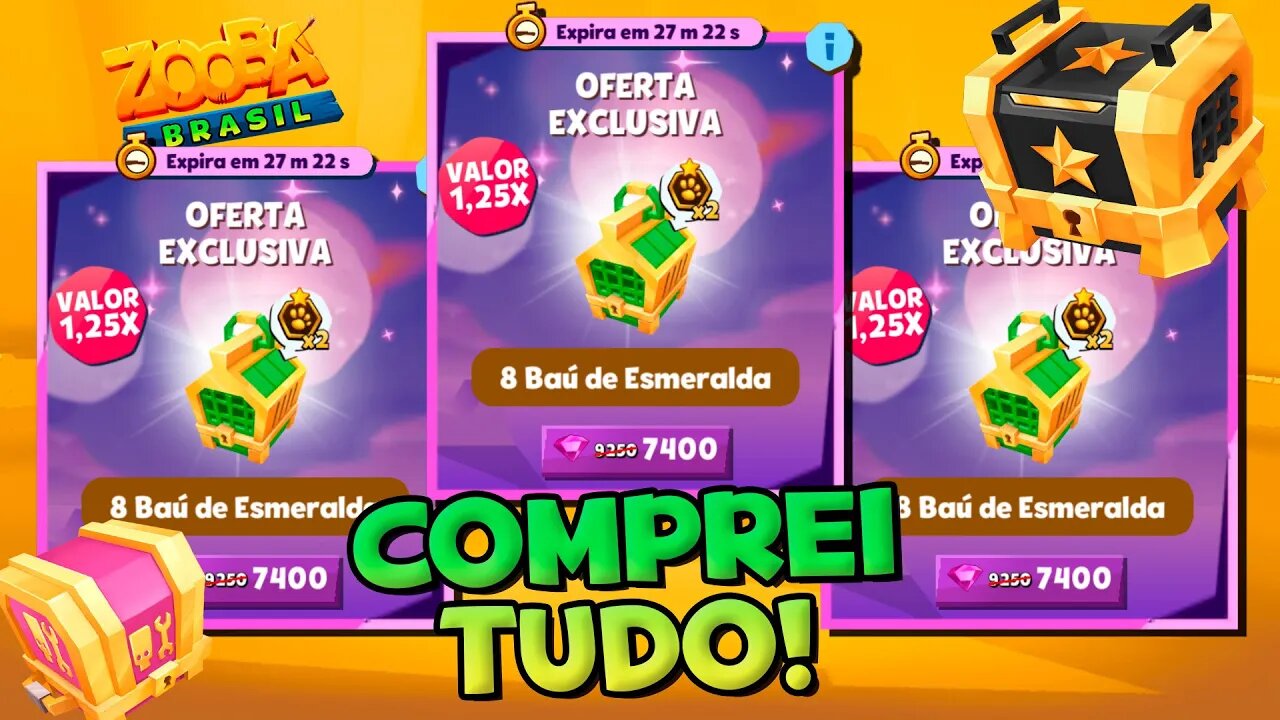 COMPREI TODOS OS BAÚS ESMERALDA DA LOJA! GANHEI MUITOS TOKENS! ZOOBA