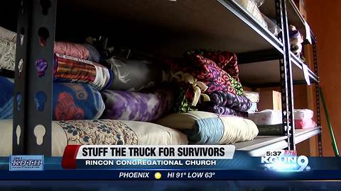 Stuff the truck event collects goods for domestic violence victims