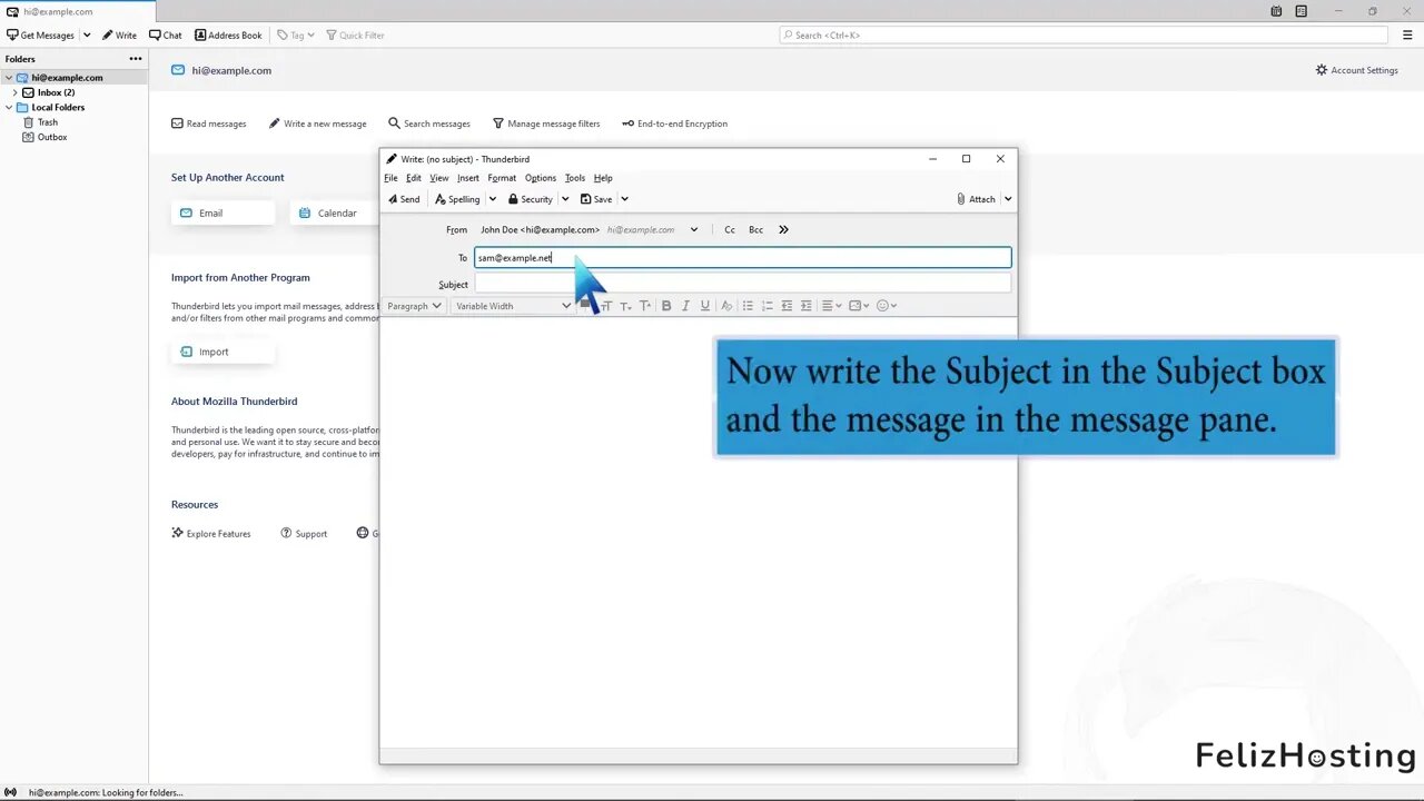 How to send email using Mozilla Thunderbird FelizHosting