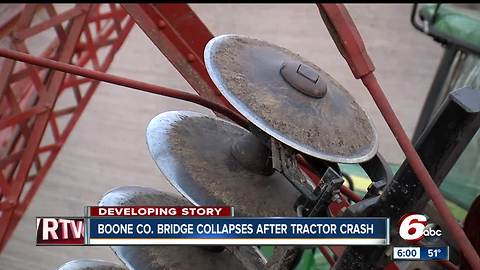 Historic Boone County bridge collapses after tractor crash