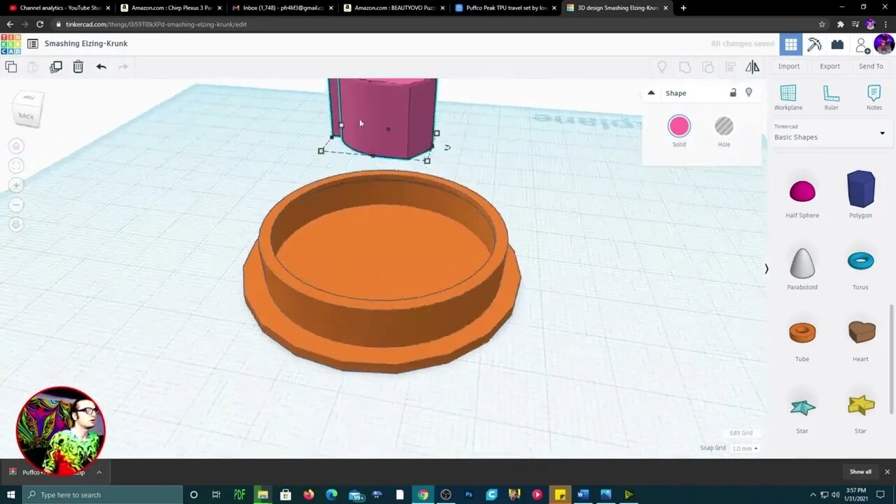 Puffco Peak 3D Modeling Glass Stand Tutorial! From Scratch To Finish! STL download in description