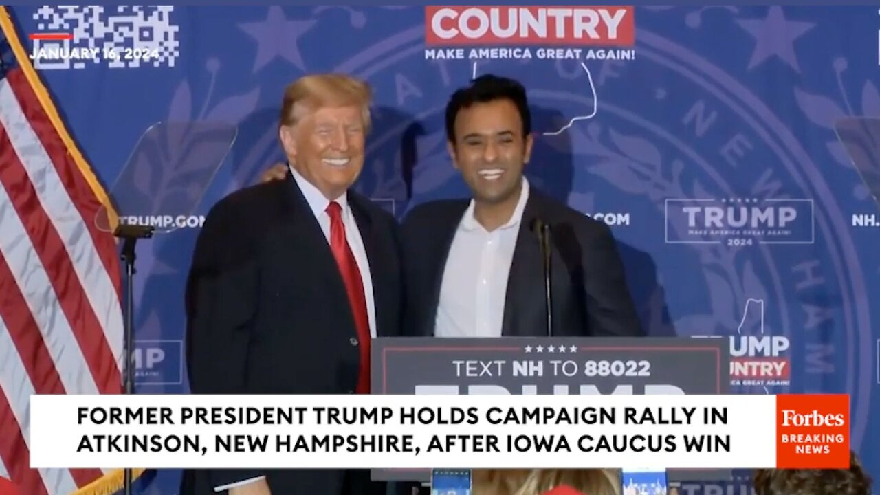 Trump Holds Campaign Rally In New Hampshire With Vivek Ramaswamy After Iowa Caucus Victory (FULL)