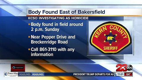 Body found in field east of Bakersfield