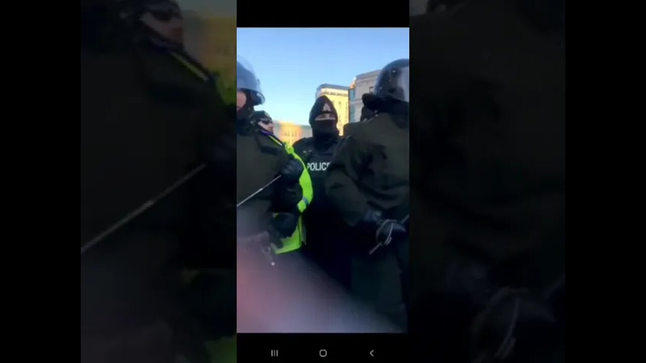 ELDERLY LADY WITH A WALKER TRAMPLED BY POLICE ON HORSEBACK - OTTAWA CANADA 2022 - FREEDOM PROTEST