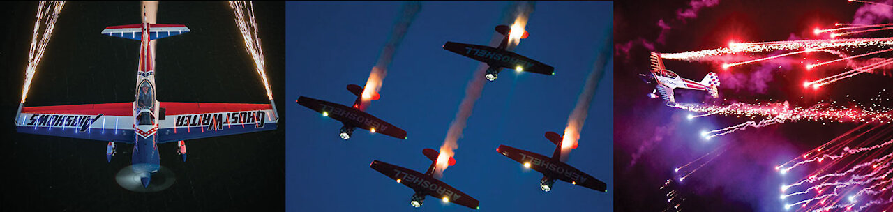 CAF airshow 10-02-2021 - nighttime Airplane fireworks - Pilot Nathan Hammond