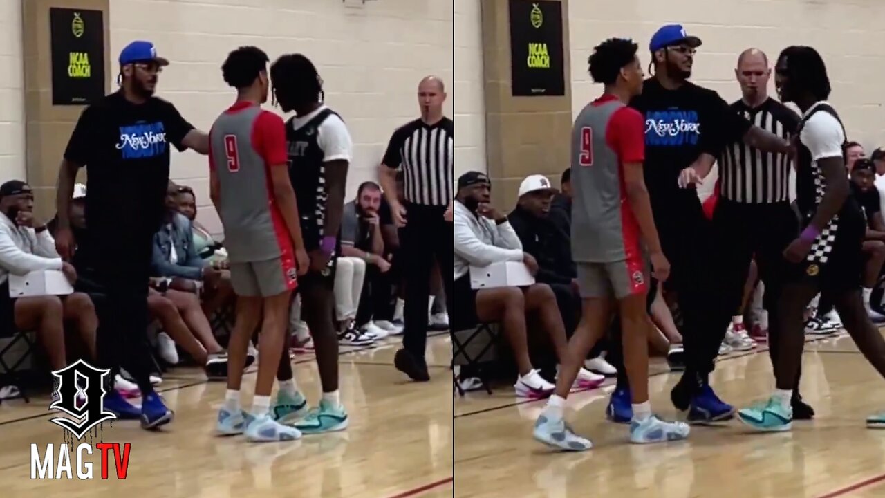 Carmelo Anthony Steps In & Breaks Up Scuffle Involving His Son Kiyan At AAU Game! 🥊