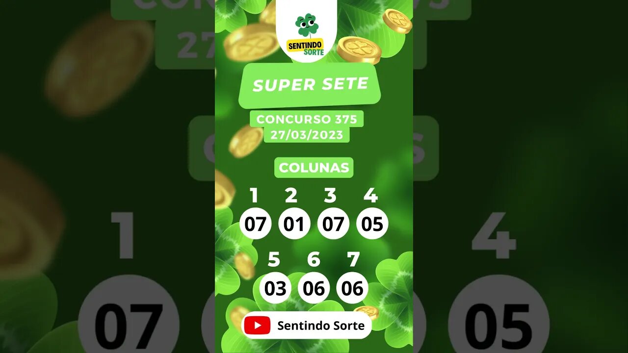 🍀 Resultado SUPER SETE 375 | 27/03/23 | Sentindo Sorte #shorts